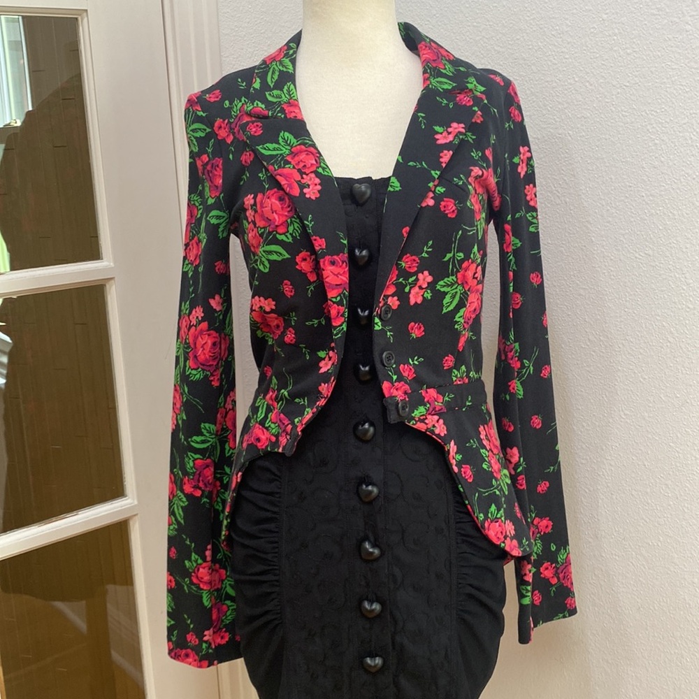 Vintage Y2K 🌷💚 Betsey Johnson Pink Floral Jacket Blazer, NWOT, Size Small